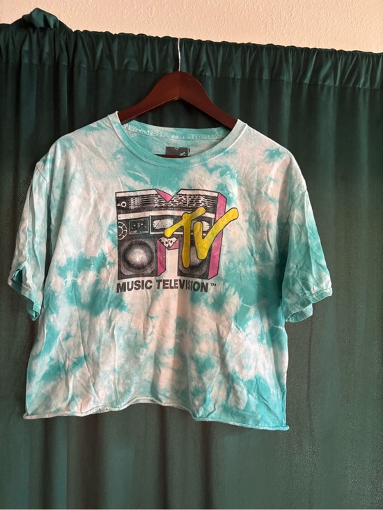 MTV Tops - MTV Tie-Dye Tee - Teal, White & Black Logo